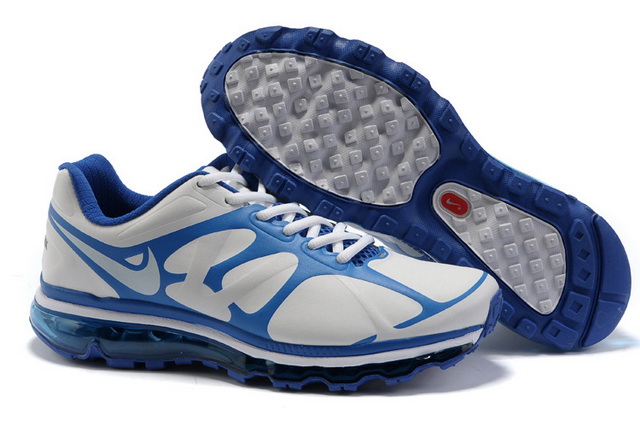 Mens Nike Air Max 2012 Leather With White Blue - Click Image to Close